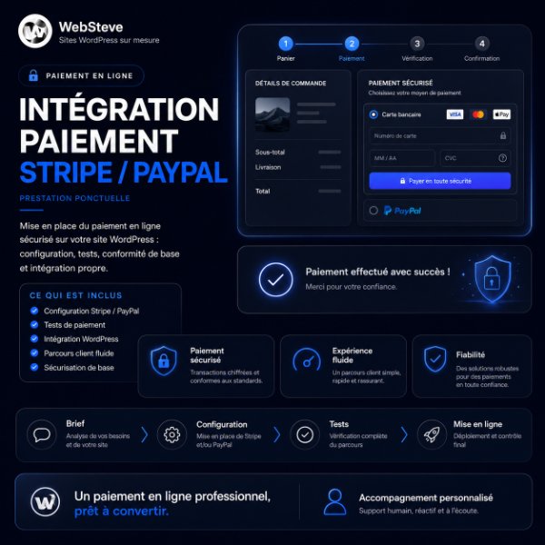 Intégration paiement Stripe / PayPal (ponctuelle)